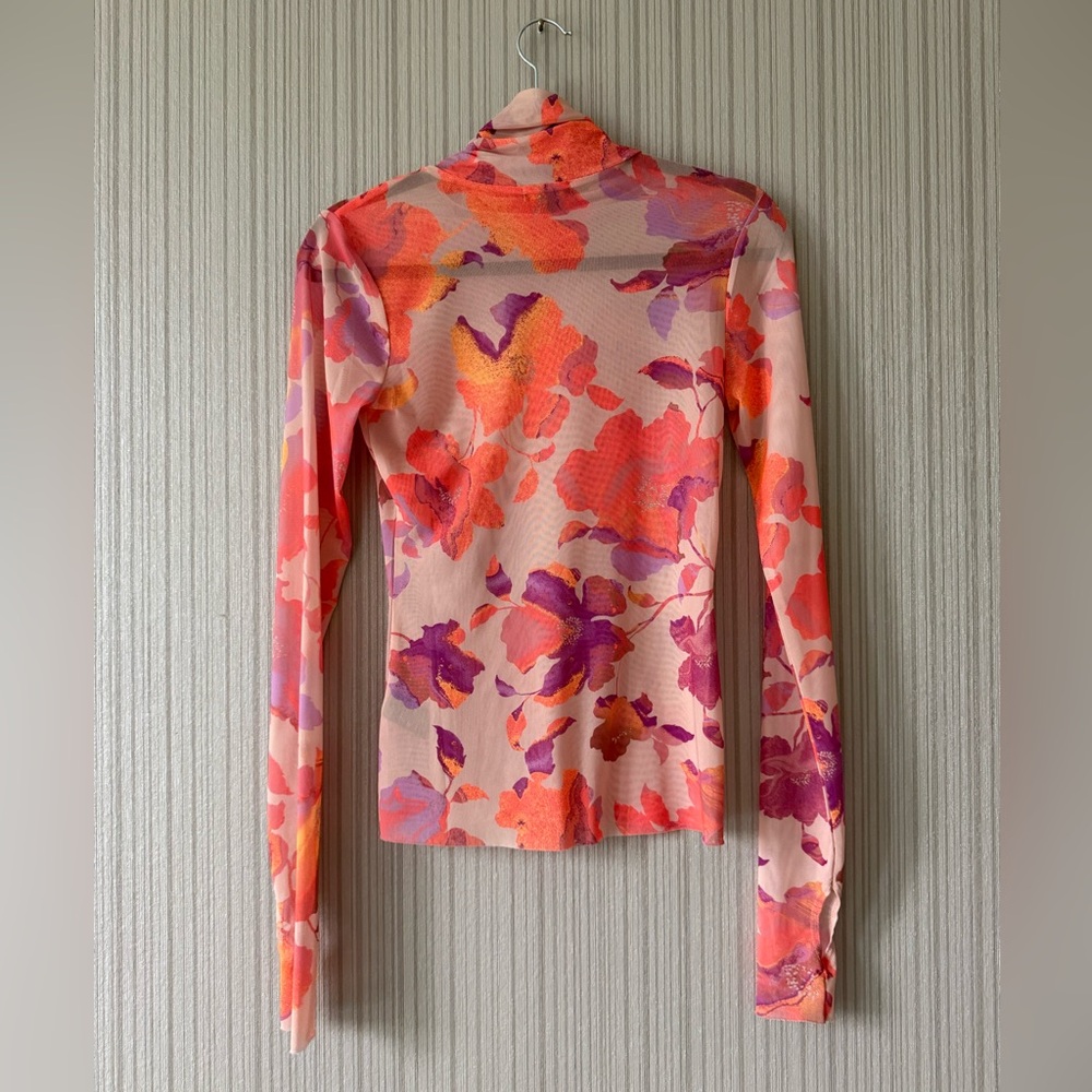 AFRM Floral Mock Neck Long Sleeve Top - Pink, Orange, Purple